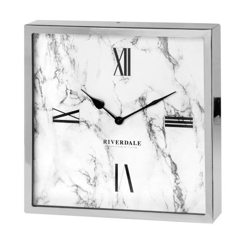 Tafelklok Chuck Marble Zilver 30 cm