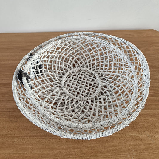 Boho Mandenset 2-delig Wit – 41 cm en 36 cm